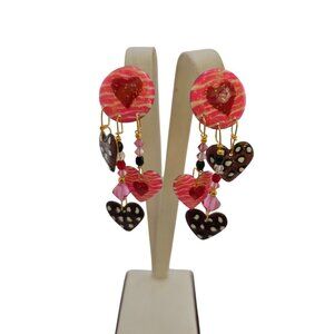 Vintage Lunch At The Ritz Heart Clip Earrings (A7708)
